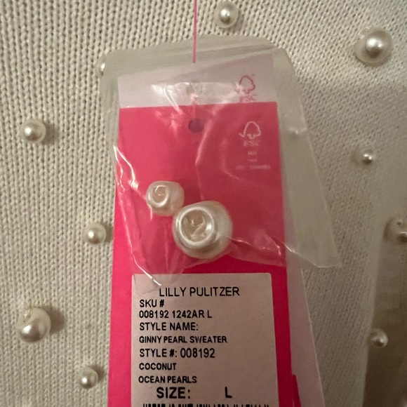 Lilly Pulitzer Ginny pearl sweater coconut size large nwt - Picture 5 of 6